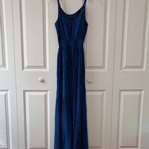 JAY GODFREY Royal Blue Silk Snakeskin Maxi Dress with Pockets Women's Size 0